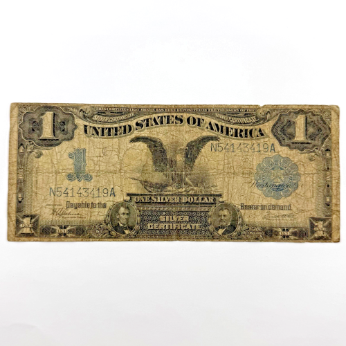 1899 $1 Large Silver Certificate Black Eagle Blue Seal, Serial N54143419A Dallas 1899 $1 Large Silver Certificate Black Eagle Blue Seal, Serial N54143419A Dallas