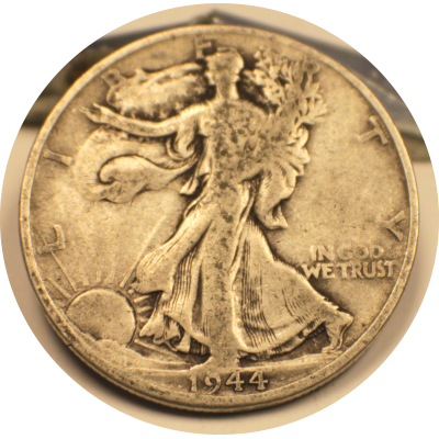 1944 D Liberty Walking Half Dollar Silver Coin #002 1944 D Liberty Walking Half Dollar Silver Coin #002