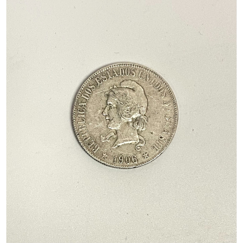 1906 Brazil 2000 Reis Silver Coin 1906 Brazil 2000 Reis Silver Coin