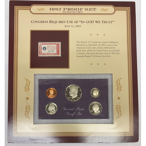 1987 San Francisco Mint Proof Set with Historic 1960 American Credo Stamp 1987 San Francisco Mint Proof Set with Historic 1960 American Credo Stamp