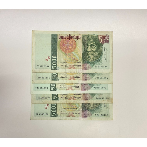 Portugal 5000 Escudos 1995x2, 1996, 1997, 1998 Bills Portugal 5000 Escudos 1995x2, 1996, 1997, 1998 Bills