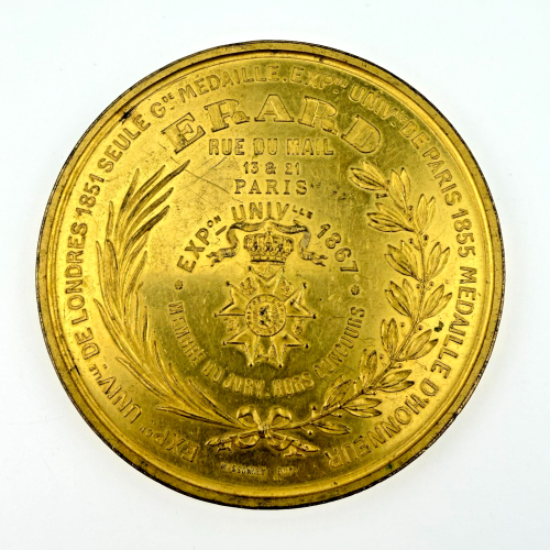 Antique Erard Piano Exhibition Medal Gilt Bronze 3" 1851-1867 Antique Erard Piano Exhibition Medal Gilt Bronze 3" 1851-1867