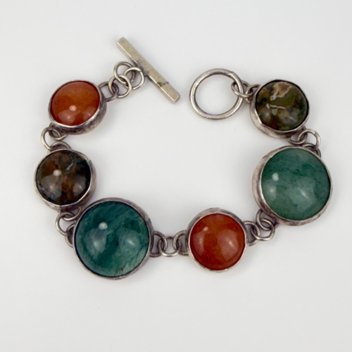 Vintage Silver & Huge Multi Round Gemstones Chunky Bracelet Vintage Silver & Huge Multi Round Gemstones Chunky Bracelet