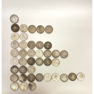 Lot of 41 Silver Coins 1000 REIS Brazil Silver Coins 1906-1913 Lot of 41 Silver Coins 1000 REIS Brazil Silver Coins 1906-1913