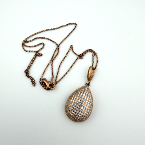 Elegant Rose Gold Plated 925 Sterling Silver Teardrop Pendant Necklace RCI Italy Elegant Rose Gold Plated 925 Sterling Silver Teardrop Pendant Necklace RCI Italy