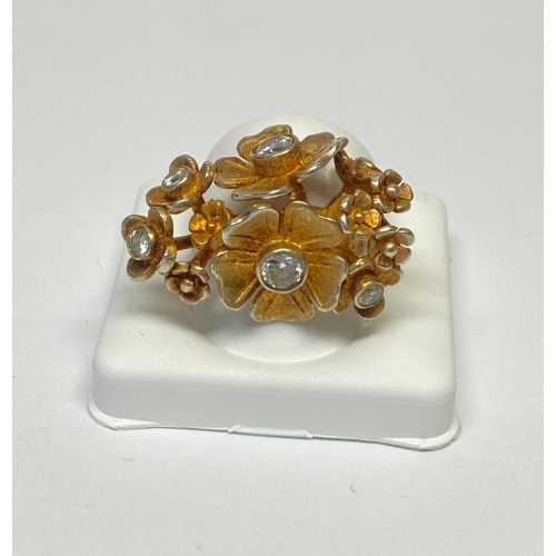 Silver 925 Dipped Gold Ring With White Sapphire Size 7.75 Silver 925 Dipped Gold Ring With White Sapphire Size 7.75