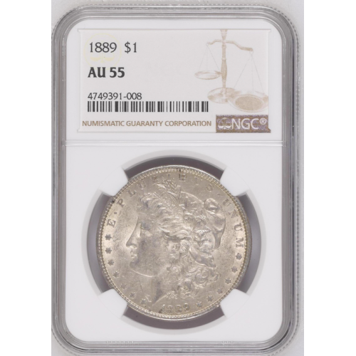 NGC AU 55 $1, 1889 Morgan Dollar NGC AU 55 $1, 1889 Morgan Dollar