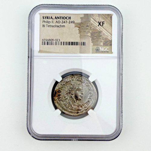 SYRIA, ANTIOCH Philip II (AD 247-249) BI Tetradrachm - NGC XF SYRIA, ANTIOCH Philip II (AD 247-249) BI Tetradrachm - NGC XF