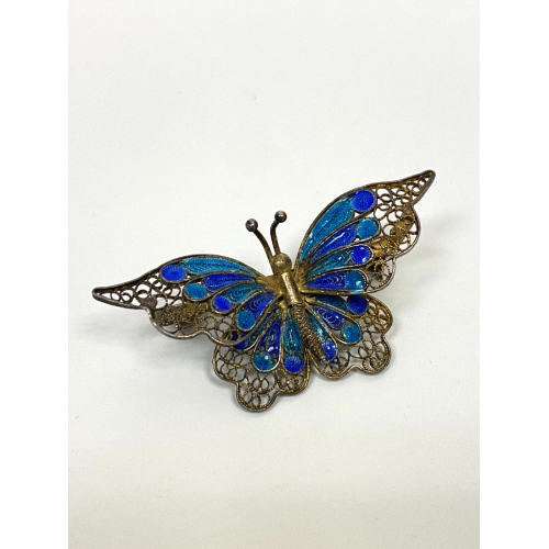 Vintage 800 Silver and Enamel Butterfly Pin Vintage 800 Silver and Enamel Butterfly Pin