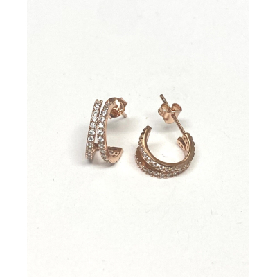 Shashi Rose Gold Sterling Silver Cz Designed Curved Earrings Shashi Rose Gold Sterling Silver Cz Designed Curved Earrings