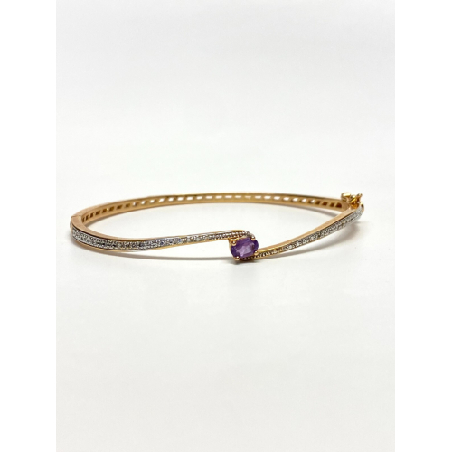 PAJ Gold Plated Amethyst Bangle Bracelet, BB CHINA PAJ Gold Plated Amethyst Bangle Bracelet, BB CHINA