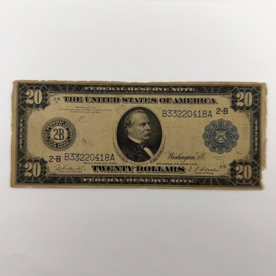 1914 $20 Large FRN Blue Seal - Quad Repeater, Serial B33220418A, NY 1914 $20 Large FRN Blue Seal - Quad Repeater, Serial B33220418A, NY