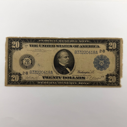 1914 $20 Large FRN Blue Seal - Quad Repeater, Serial B33220418A, NY 1914 $20 Large FRN Blue Seal - Quad Repeater, Serial B33220418A, NY