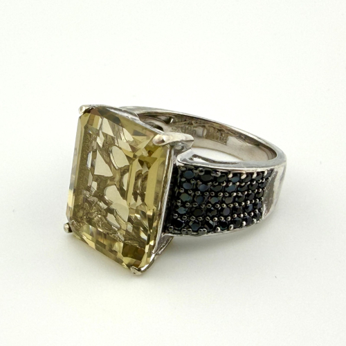 Large Rectangle Citrine Sterling Silver 925 Cocktail Ring Size 8, China Large Rectangle Citrine Sterling Silver 925 Cocktail Ring Size 8, China