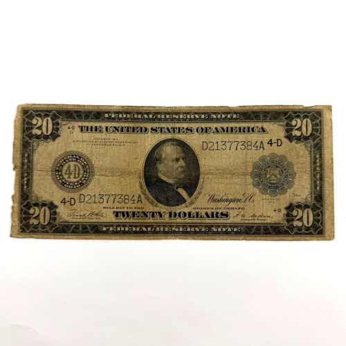 1914 $20 Large FRN Blue Seal - Serial # D21377384A - VG Cleveland 1914 $20 Large FRN Blue Seal - Serial # D21377384A - VG Cleveland